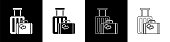 istock Set Suitcase for travel icon isolated on black and white background. Traveling baggage sign. Travel luggage icon. Vector Illustration 1224630552