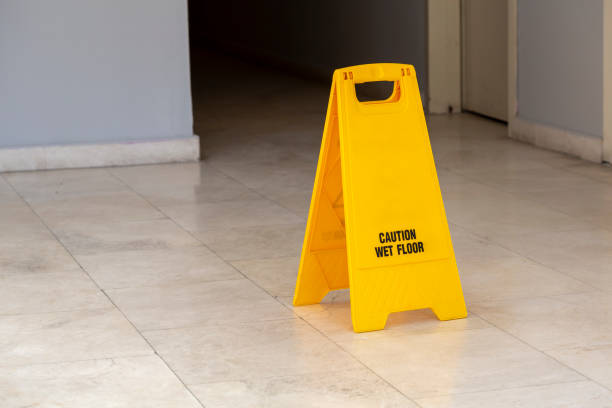 istock showing warning of wet floor on 1224632176