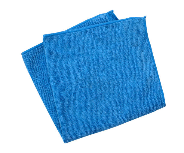 istock Blue microfiber cleaning towel isolated on white background, clipping path included 1224634049