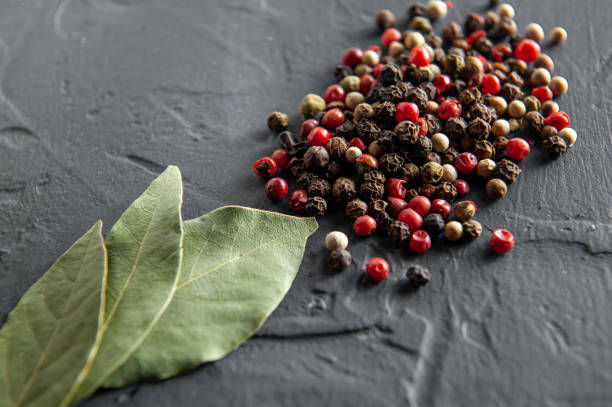 istock bay leaf and pepper on a dark background 1224634725