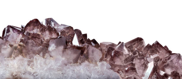 istock dark brown Smoky quartz crystals stripe on white 1224637519