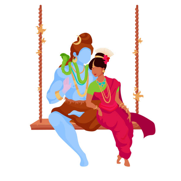 Shiva And Parvati Flat Color Vector Faceless Characters Stock Illustration  - Download Image Now - iStock