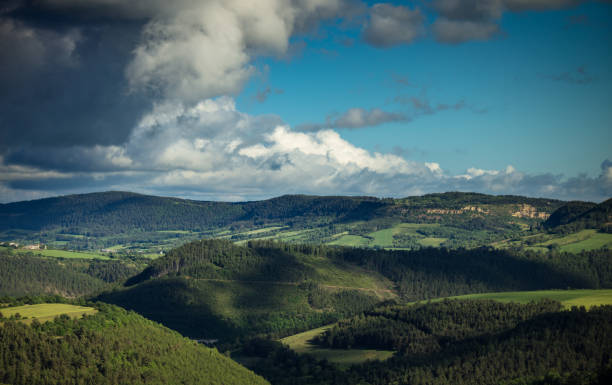 The valley of the Colange River near the town of Marvejols in Southern France.