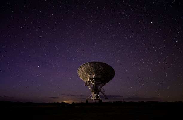 A massive radio telescope at the Very Large Array at Socorro, New Mexico. The array is a facility of the National Radio Astronomy Observatory