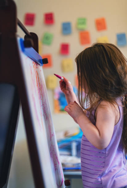 istock Girl Drawing on White Board Easel 1224660557