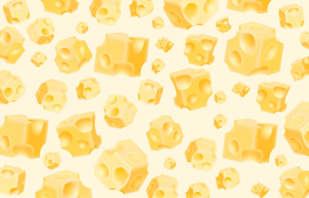 치즈 큐브 커버, 음식 개체 흰색 배경입니다. - cheese backgrounds textured emmental cheese stock illustrations