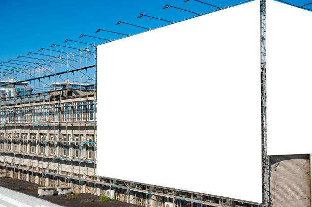 istock Blank white billboard for advertisement on the wall of industrial building 1224662130