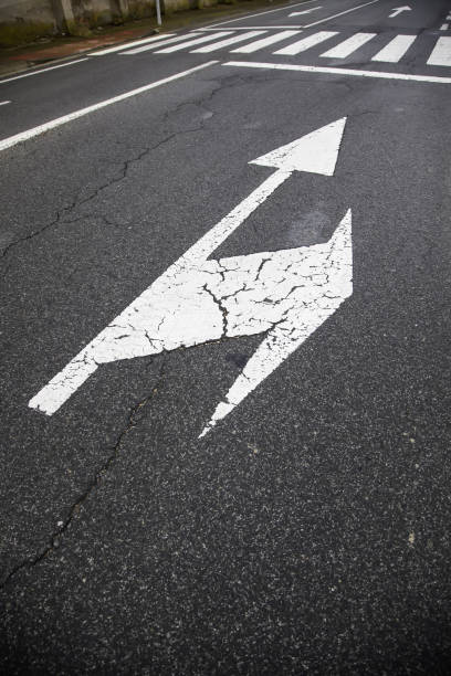 istock Direction arrows on the asphalt 1224662217