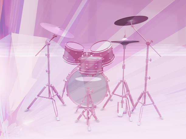 istock Acoustic drum set on a colored background. 3d illustration 1224662289