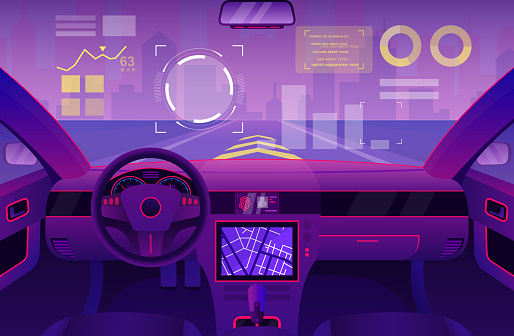 Futuristic Car Inside Interior Vector Illustration Cartoon Flat Automobile Cabin Of Ui Future With Windshield Digital Interface Robot Assistance Background Stock Illustration - Download Image Now - iStock Futuristic Car Inside Interior Vector Illustration Cartoon Flat Automobile Cabin Of Ui Future With Windshield Digital Interface Robot Assistance Background Stock Illustration - Download Image Now - iStock