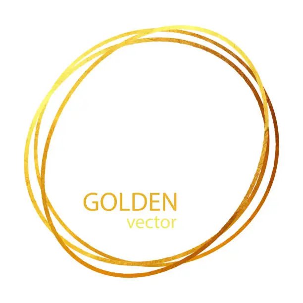 Vector illustration of Circle Gold Foil Frame Isolated Background. Geometric Golden Frame Invitation Card Template. Gold Ring, Line Art. Vector Gold Border Design Element for Birthday, New Year, Christmas Card, Wedding Invitation.