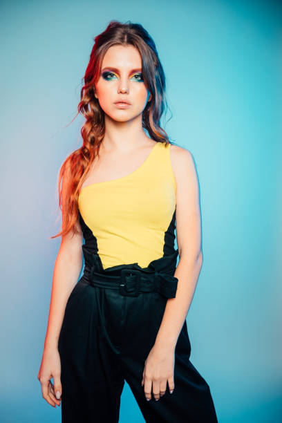 istock Beautiful Young Girl with Bright Color Makeup 1224670931