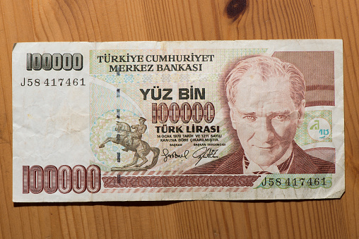 Historical 100.000 Turkish Lira