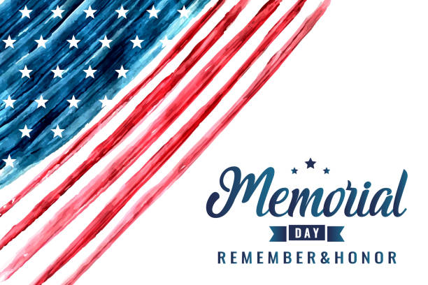 dzień pamięci - american culture us memorial day blue red stock illustrations