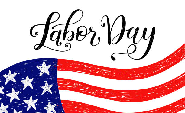 illustrazioni stock, clip art, cartoni animati e icone di tendenza di vector illustration labor day una festa nazionale degli stati uniti. poster di design american happy labor day sale con frase calligrafica scritta a mano. - 2552