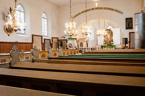 Stockholm, Sweden - July 26, 2023: Interior of the German Church sometimes called St. Gertrude's Church in Stockholm