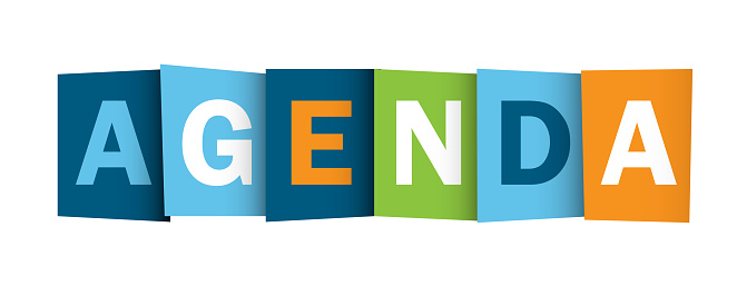 AGENDA blue, orange and green vector typography banner