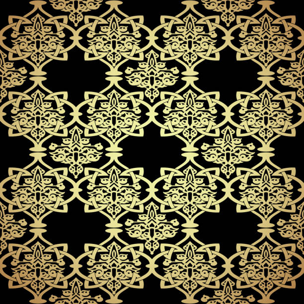 istock Damask black seamless background. Filigree oriental luxury ornament. Decorative pattern in mosaic ethnic style. 1224676413