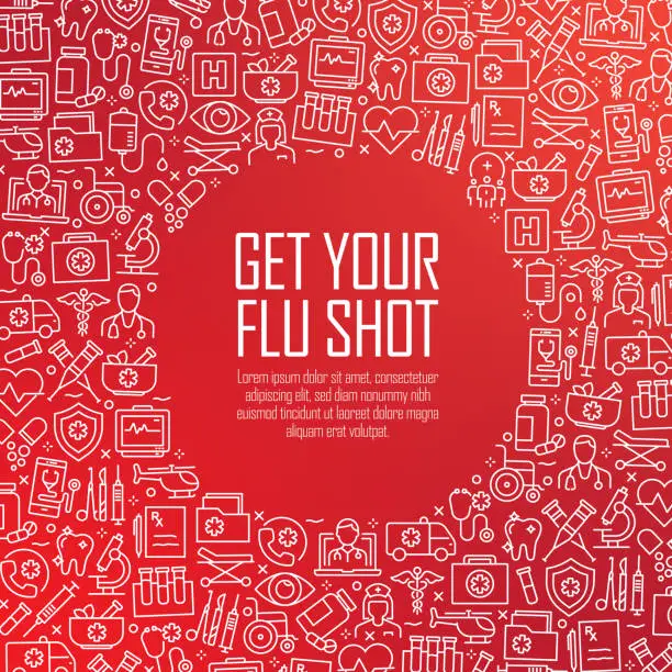 Vector illustration of GET YOUR FLU SHOT - Healthcare and Medical Concept Vector Pattern and Abstract Background.