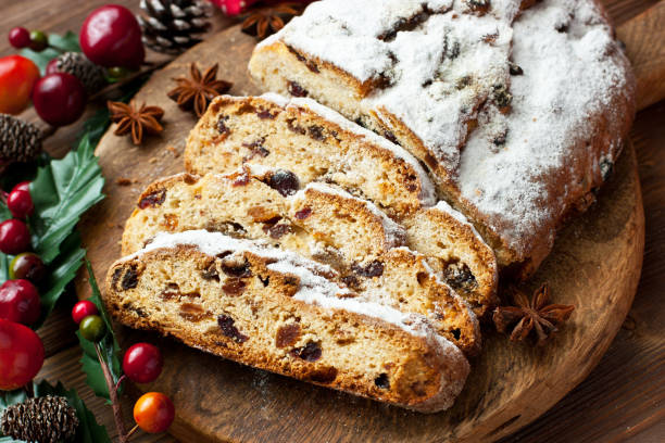 istock Traditional  stollen  for Christmas dinner, selective focus 1224679083