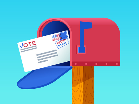 Official ballot mailed to voter in their mailbox.