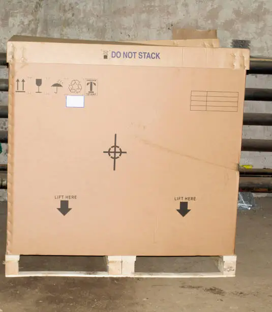 Cargo box on pallet in warehouse