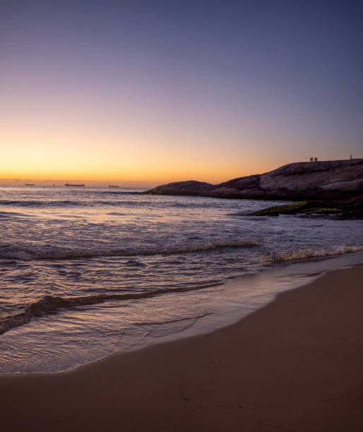 Crack of dawn just before sunrise at the Arpoador Devil's beach in Rio de Janeiro