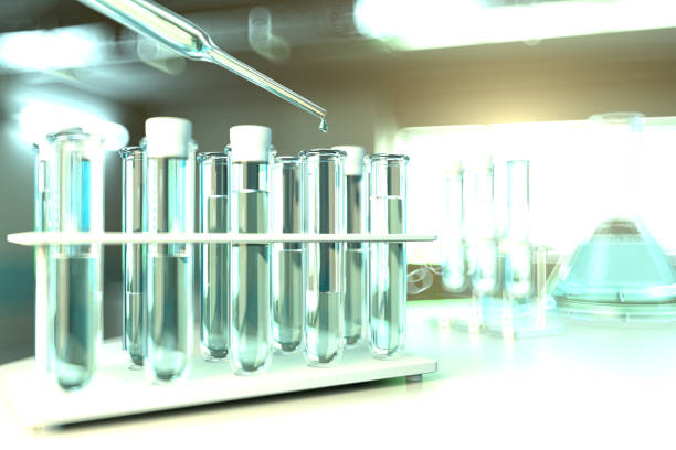 istock lab test tubes in modern biotechnology research facility - drinking water quality test for bacteria concept, medical 3D illustration 1224704233