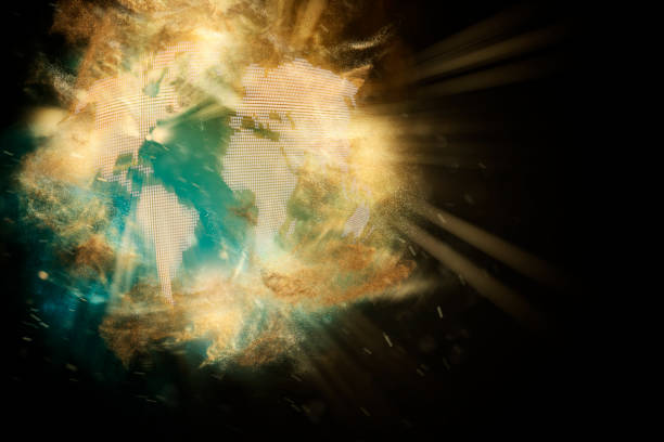 Stop the destruction of our planet. Concept of anger, stress, illness, frustration, coronavirus infection, death, pollution, economic depression, biodestruction, biohazard or biohazard