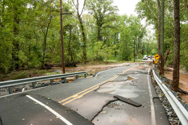 istock Flooding Causes Road Washout 1224717873