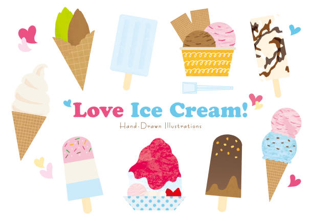 illustrations, cliparts, dessins animés et icônes de ensemble d’illustration de crème glacée et de glace rasée - chocolate sweet sauce spoon sauces