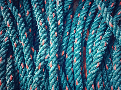 Old green nylon rope background