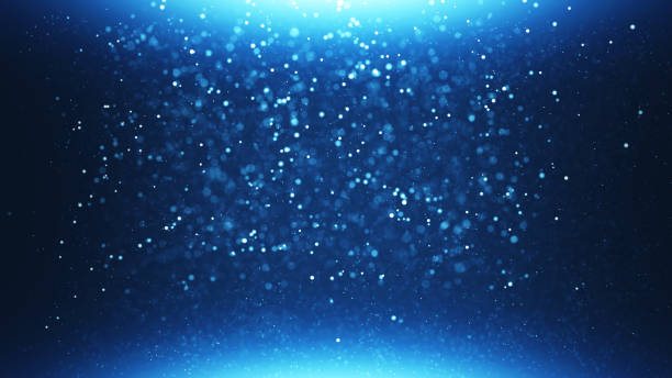istock Blue particles shining stars dust bokeh glitter awards dust abstract background. Futuristic glittering in space on black background. 1224737707
