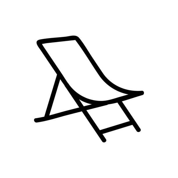ilustrações, clipart, desenhos animados e ícones de flacidez tecido chaise longue ícone ilustração contorno vetorial - espreguiçadeira
