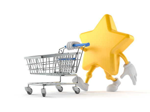 istock Star character with shopping cart 1224741731