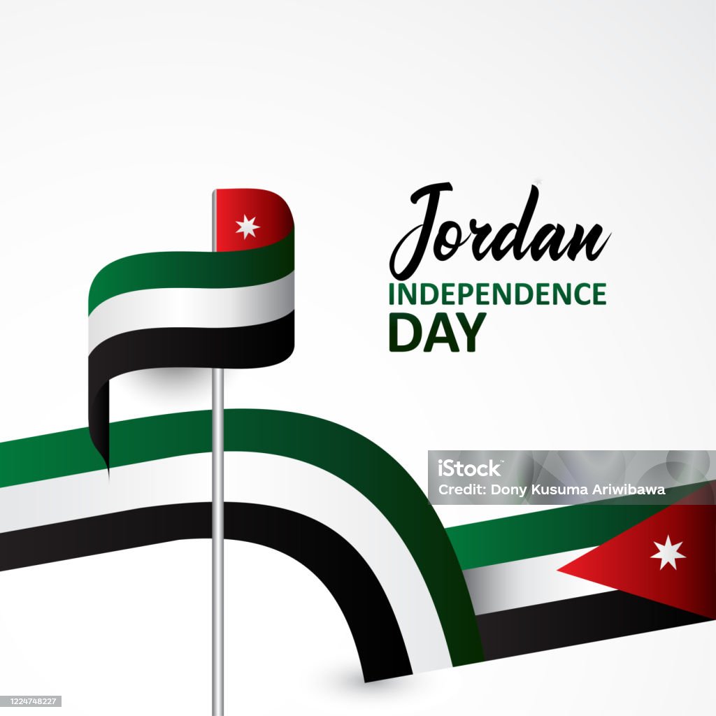 Jordan Independence Day Banner With Flag Illustration Stock ...