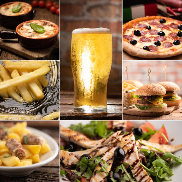istock Collage of various food - salad pizza burger 1224748369