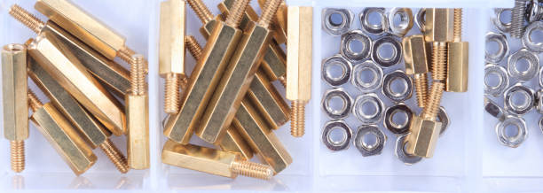 istock Brass Standoff Spacer Male and Female set in plastic container 1224748395