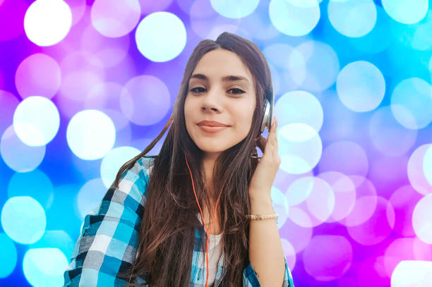 istock Woman portrait with virtual background 1224749578