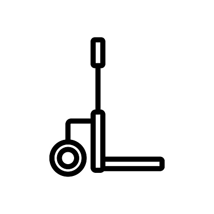 one wheeled trolley with handle icon vector. one wheeled trolley with handle sign. isolated contour symbol illustration