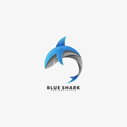 Vector Illustration Blue Shark Gradient Colorful Style.