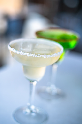 Classic lime margarita cocktail. Very shallow focus image.