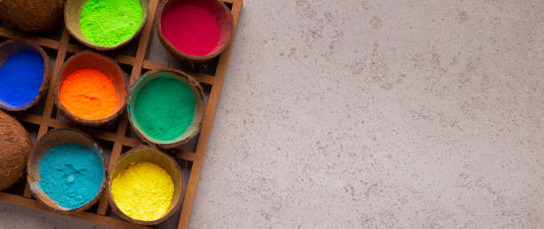 istock Powder in coconut in stand for Holi 1224769225