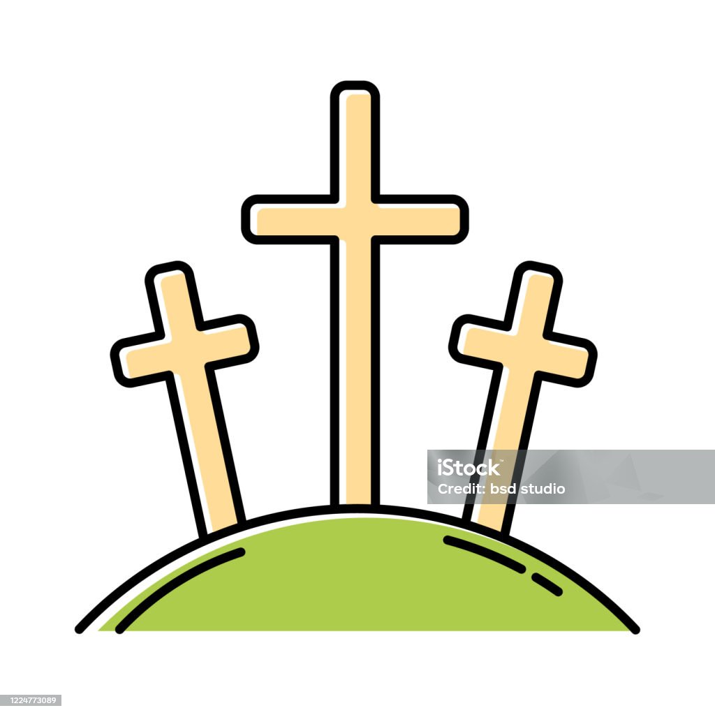 Calvary Hill Color Icon Three Crosses At Golgotha Mountain Crucifixion Of  Jesus Christ Good Friday New Testament Bible Narrative Christian Symbol  Isolated Vector Illustration Stock Illustration - Download Image Now -  iStock