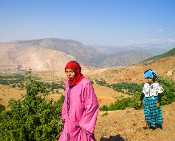 In April 2011, two covered women were walking in the Ourika Valley in Morocco