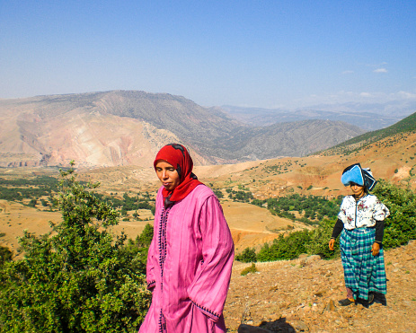 In April 2011, two covered women were walking in the Ourika Valley in Morocco