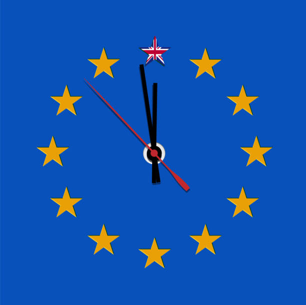 иллюстрация с часами для brexit - великобритания покидает ес, вектор - euro symbol illustrations stock illustrations