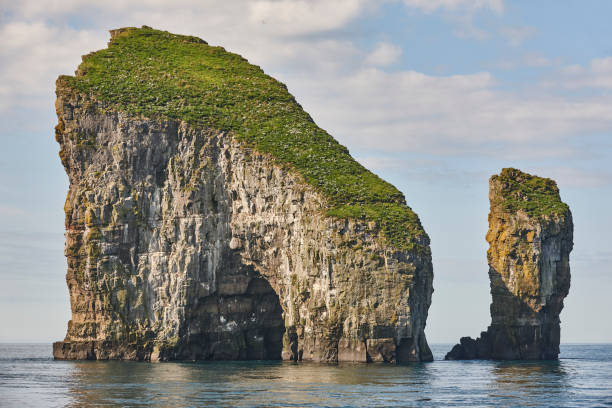 istock Faroe islands coastline cliffs landscape in Vagar island. 1224782825