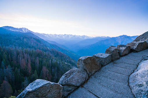 sequoia national park,california,usa.   : Moro rock mountain at sunset.