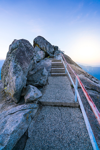 sequoia national park,california,usa.   : Moro rock mountain at sunset.